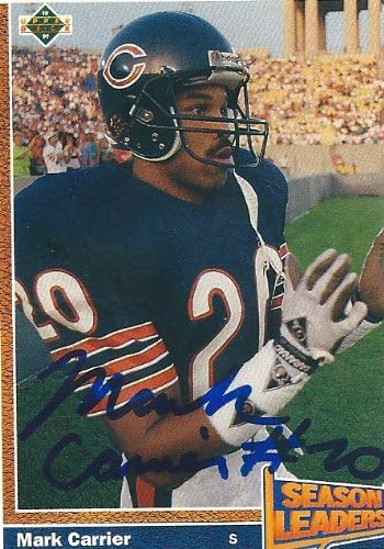 1991, Mark Carrier, Chicago Bears, Signed, Autographed, Upper Deck Football Card, Card # 406, A COA will be included