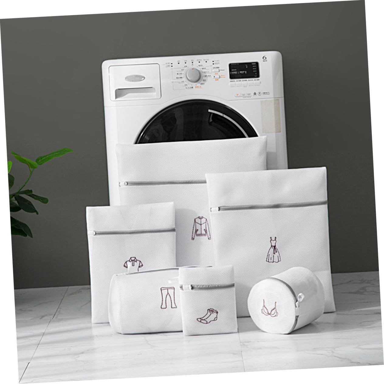 Sacchetti per Bucato Sacchetto per Lavatrice Set 6 in Poliestere Bianco per Indumenti Delicati e Intimo Protetto, per Viaggi e Lavaggi Sicuri