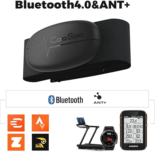 Miniatura 4 de COOSPO Monitor de frecuencia cardíaca con correa de pecho H6M, Bluetooth ANT+ Monitor de frecuencia cardíaca Sensor de pecho con batería 400H, HRM