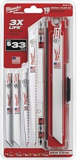 49-22-1110 10 Piece Sawzall Reciprocating Saw Blade Set with Protective Locking Case