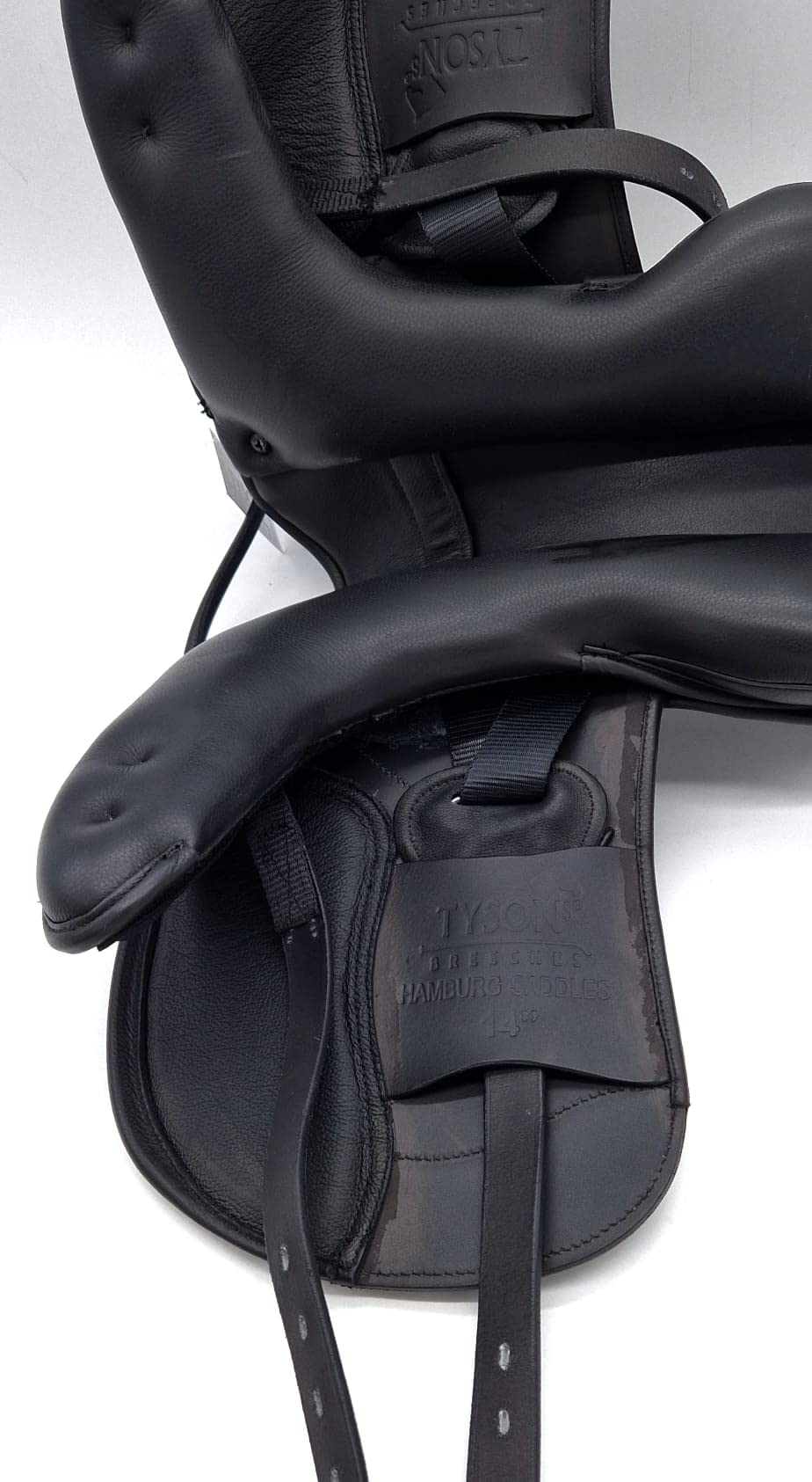 Pony Shetty Ledersattel Monoblatt weich 14 o 15 Zoll Schwarz Leder + 5 Kopfeisen = verstellbar u veränderbar. Tysons Ponysattel (14 Zoll)