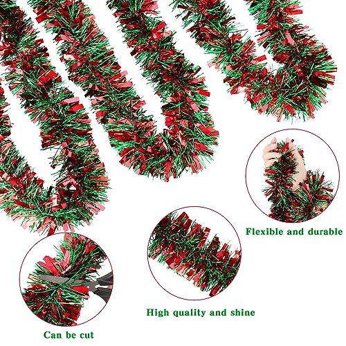 Árbol de Navidad decorado con oropel grueso tradicional bicolor 8