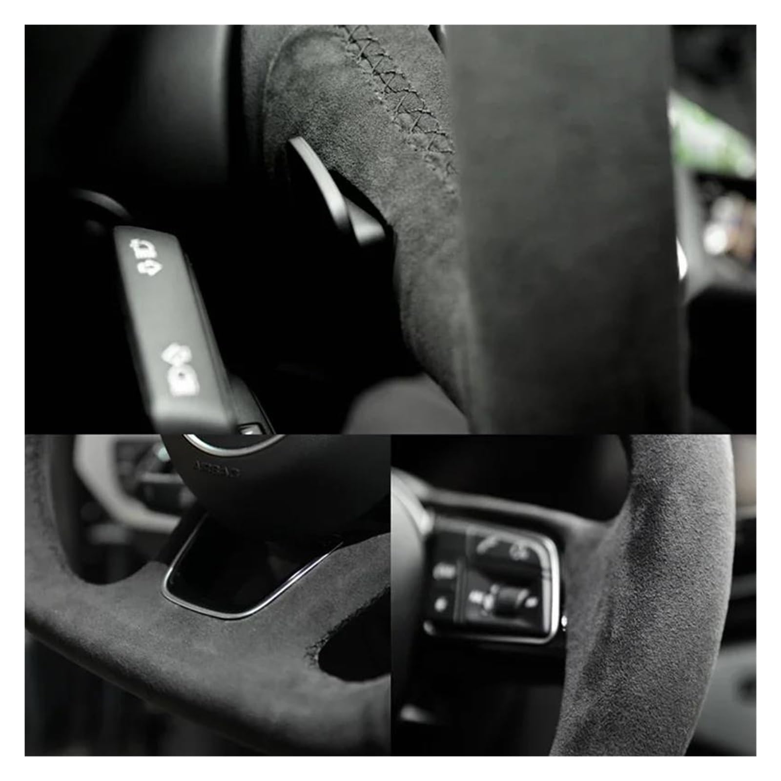 Lenkrad Bezug Auto Lenkrad Geflecht Abdeckung Wildleder Für VW Für Golf 7 Für Mk7 Neue Für Polo Für Jetta Für Passat B8 Lenkung Wrap Lenkradabdeckung(Red Thread)