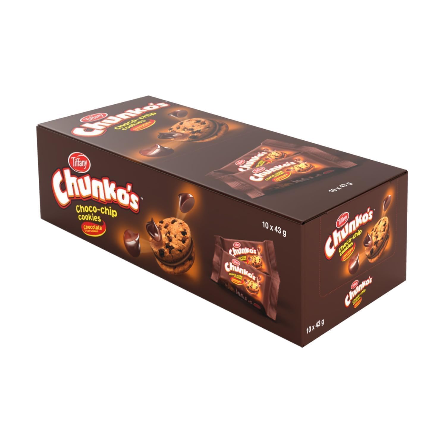 Tiffany Chunko's Choco Chip Cookies Chocolate Cream Sandwich, 10 x 43 g