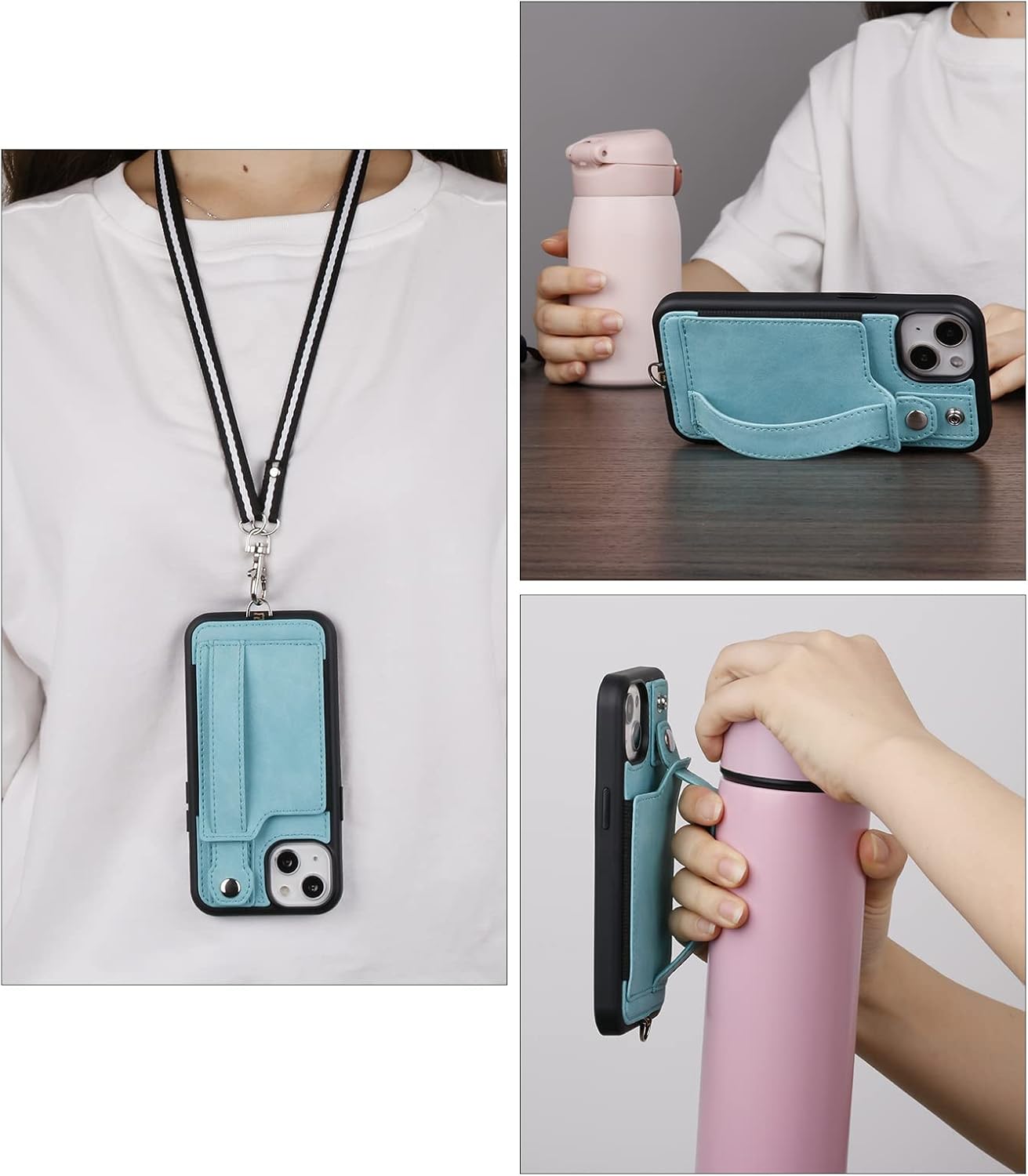 TOOVREN Phone Cover for iPhone 14 Wallet Case with Card Holder PU Leather fits iPhone 14 Case Wallet with Stand Detachable Phone Lanyard Neck Strap Case for Women & Men 6.1-Inch Green - Image 9