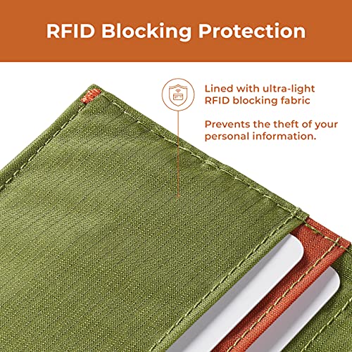 Image of Allett Hybrid Card Wallet, Cala Green | Nylon, RFID Blocking, Vertical Layout | Minimalist, Bifold, Card Holder, Water Resistant, Thin, Front Pocket | Holds 3-10+ Cards, Cash