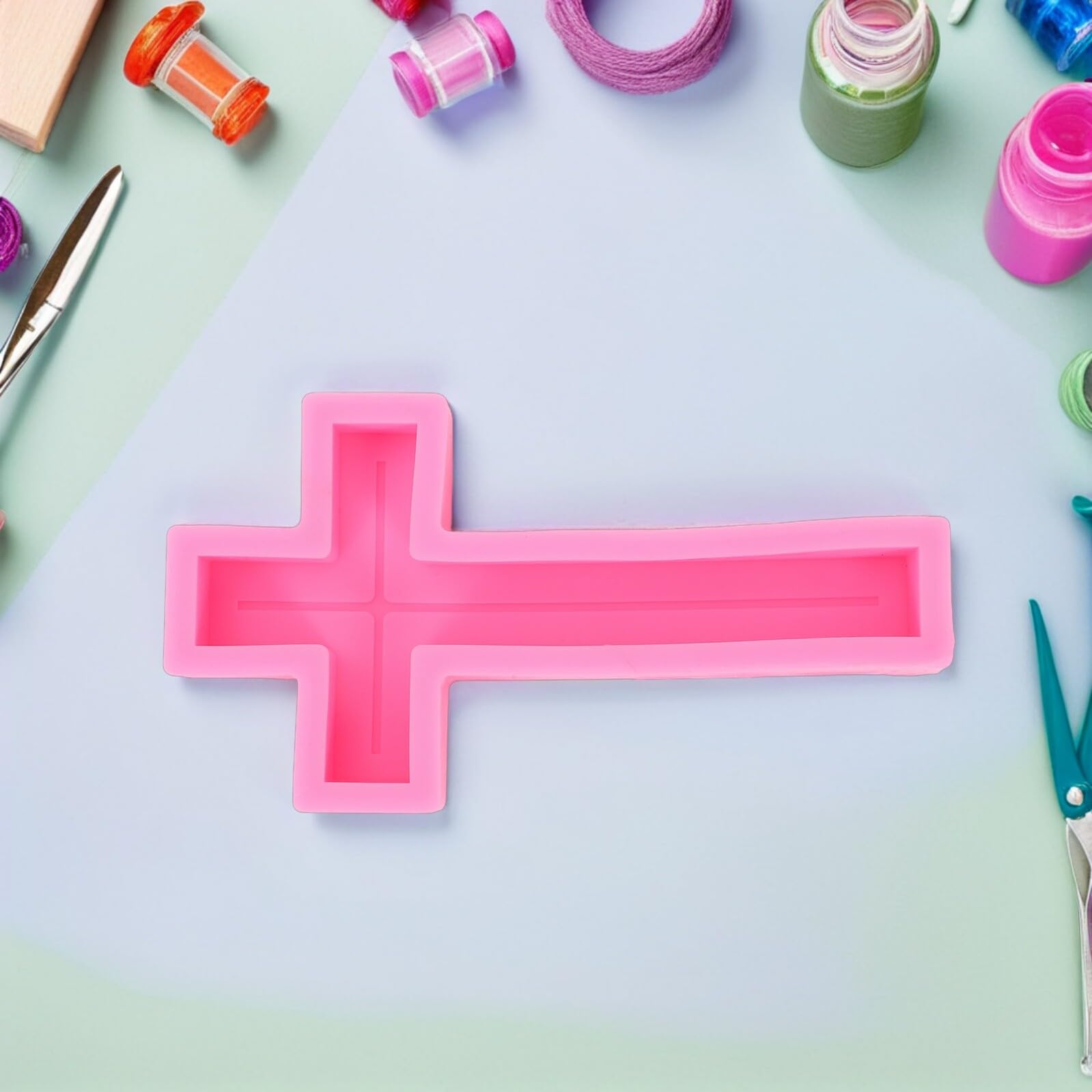 POPETPOP Stampo in Silicone a Forma di Croce 33 CM per Candele Saponi e Resina Fai da Te Flessibile e Resistente al Calore per Decorazioni Artigianali e Creazioni Religiose