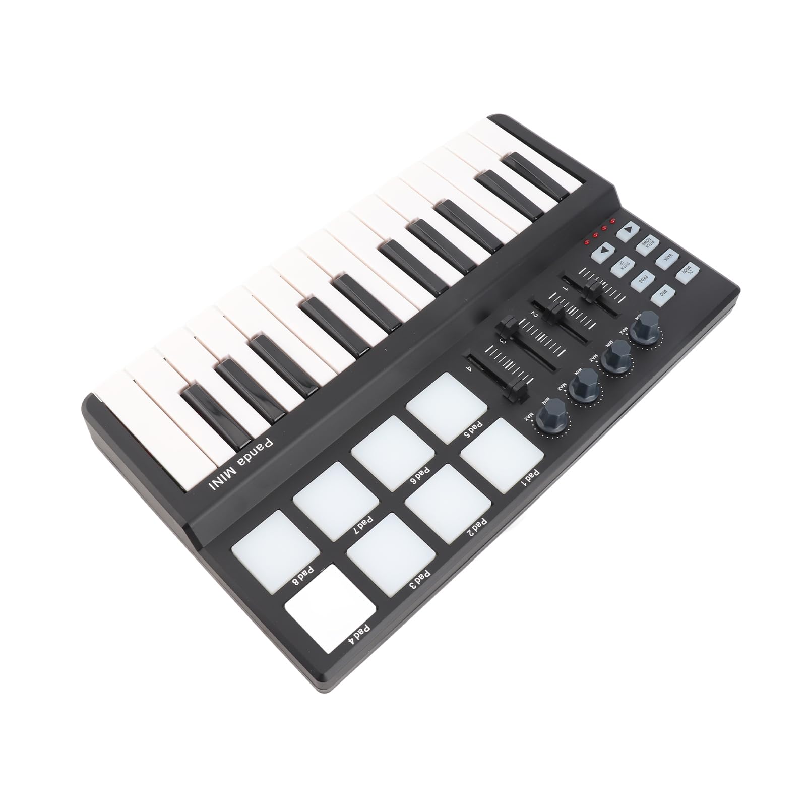 25-Tasten-USB-MIDI-Keyboard-Controller, 8 Hintergrundbeleuchtete Trigger-Pads, 4 Steuerknöpfe und 4 Schieberegler mit Anschlagdynamischen Tasten, Ideal für OS X und CAKEWALK-Musiksoftware