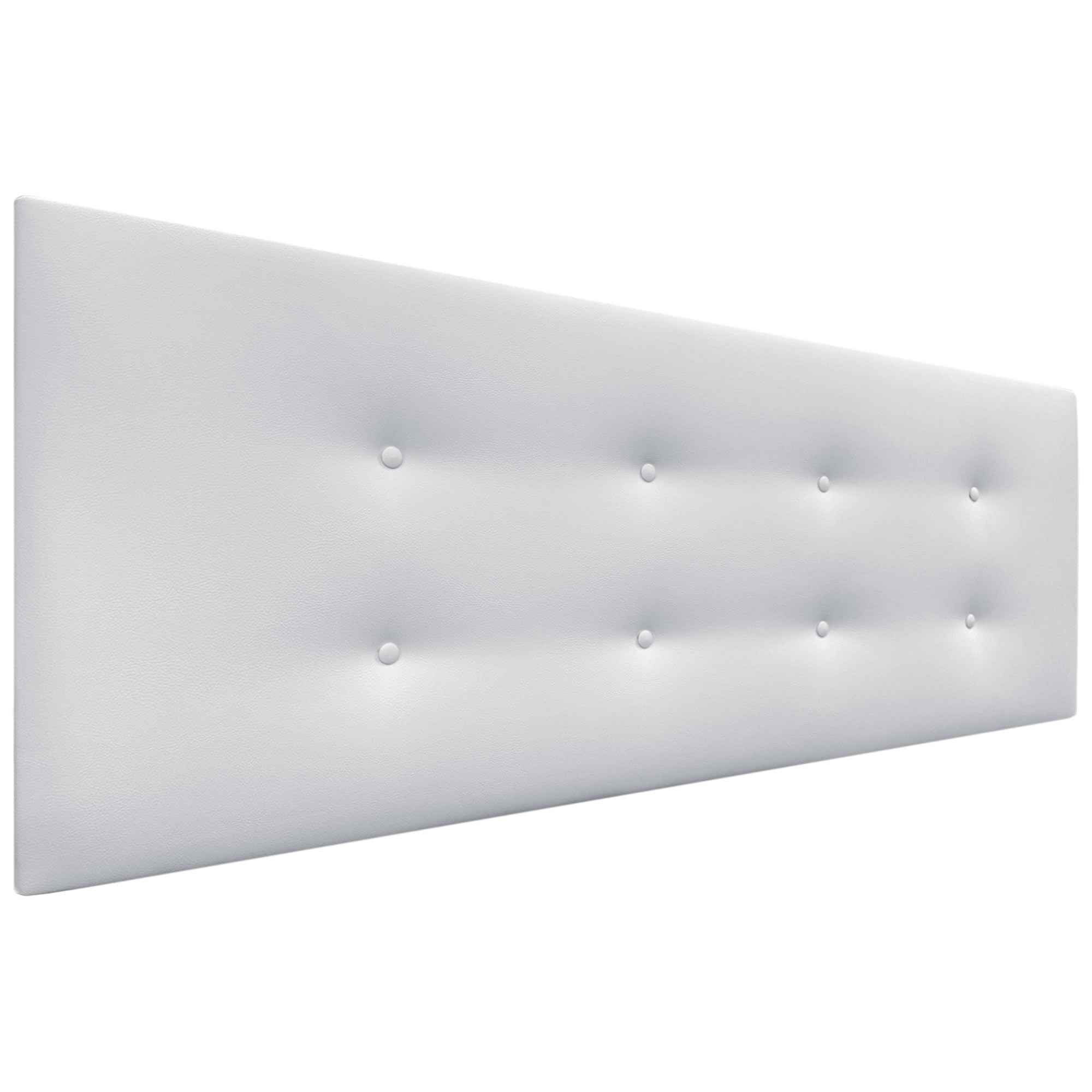 DHOME Cabecero de Polipiel o Tela AQUALINE Pro con 2 hileras de Botones Cabezal tapizado Cama Lujo (Polipiel Blanco, 135x50cm (Camas 120/135/140))