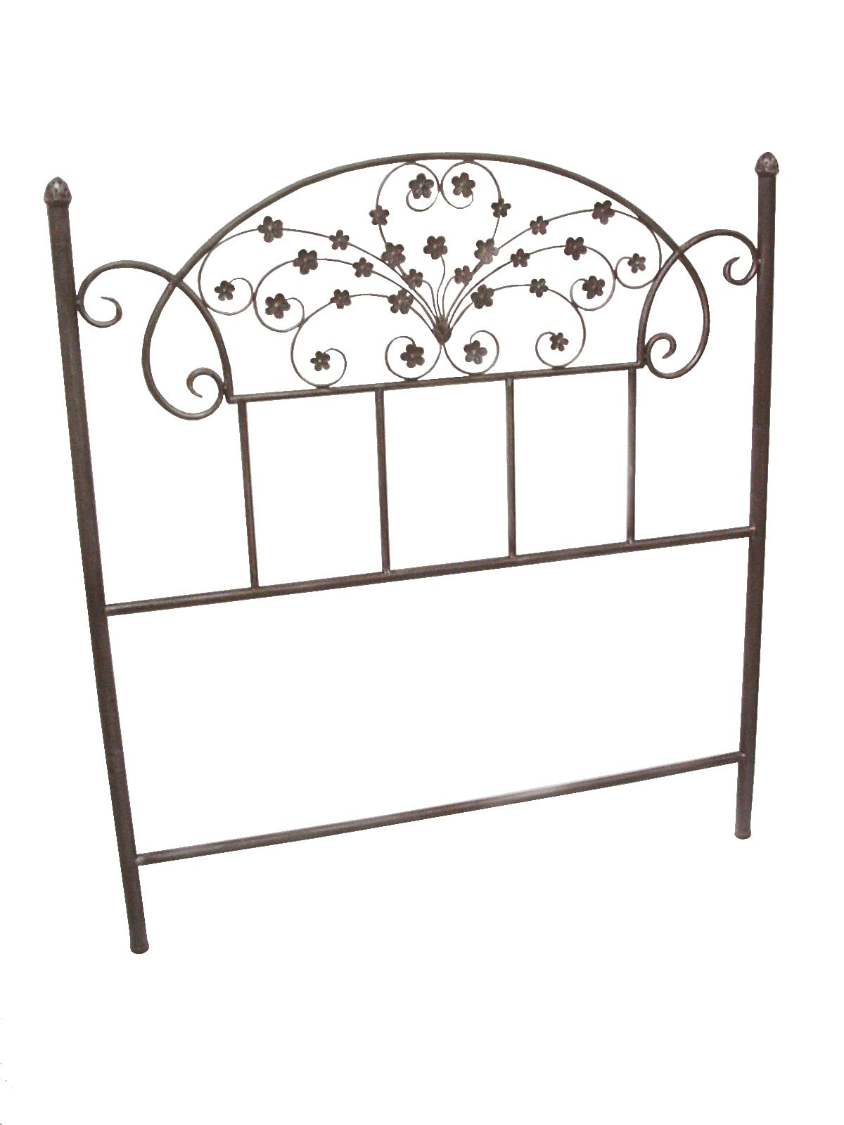 Cabezal CABECERO Hierro FORJA para Cama 105 CM Margarita Gris Plateado Envejecido