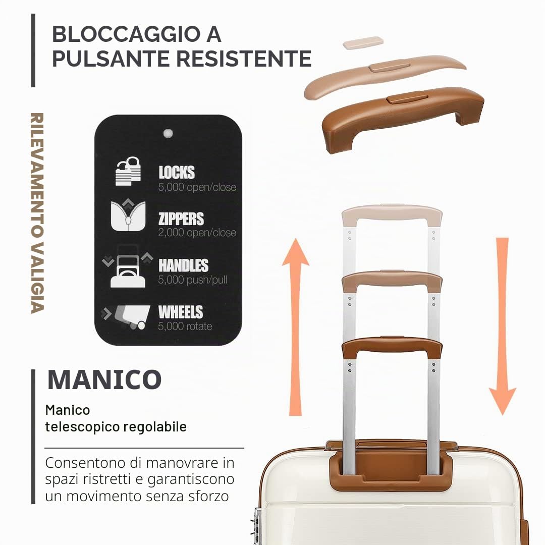 KONO 55cm/65cm/74cm Valigia Rigida Leggera Polipropilene Trolley con TSA Lucchetto e 4 Ruote Girevoli