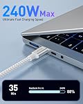 Huukein 240W USB C à USB C Câble 10 ft, long USB Charge rapide de câble C à C, USBC Cord de chargeur pour iPhone 17 Air 16 15 Pro Max, pour MacBook Pro et plus encore