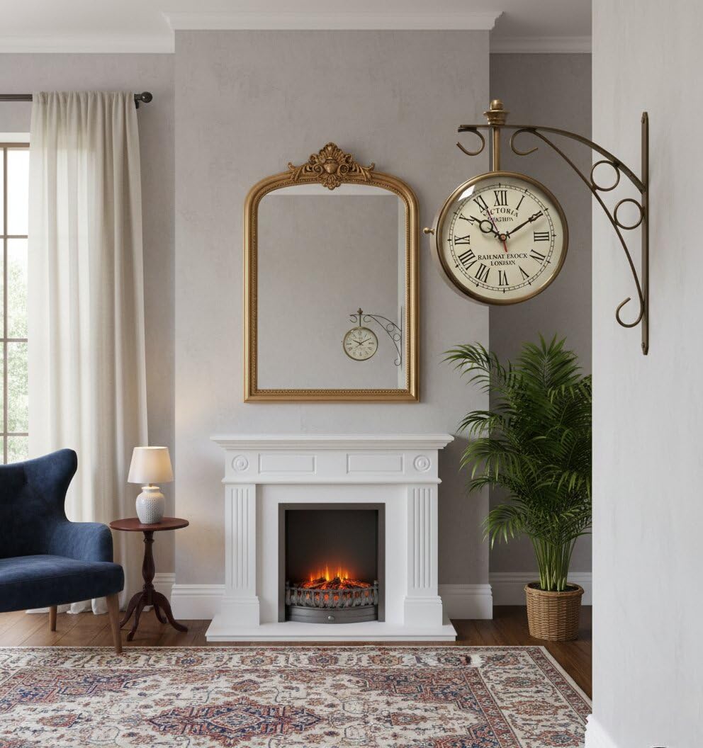 Vintage Brass Wall Clock - London Station Style -3