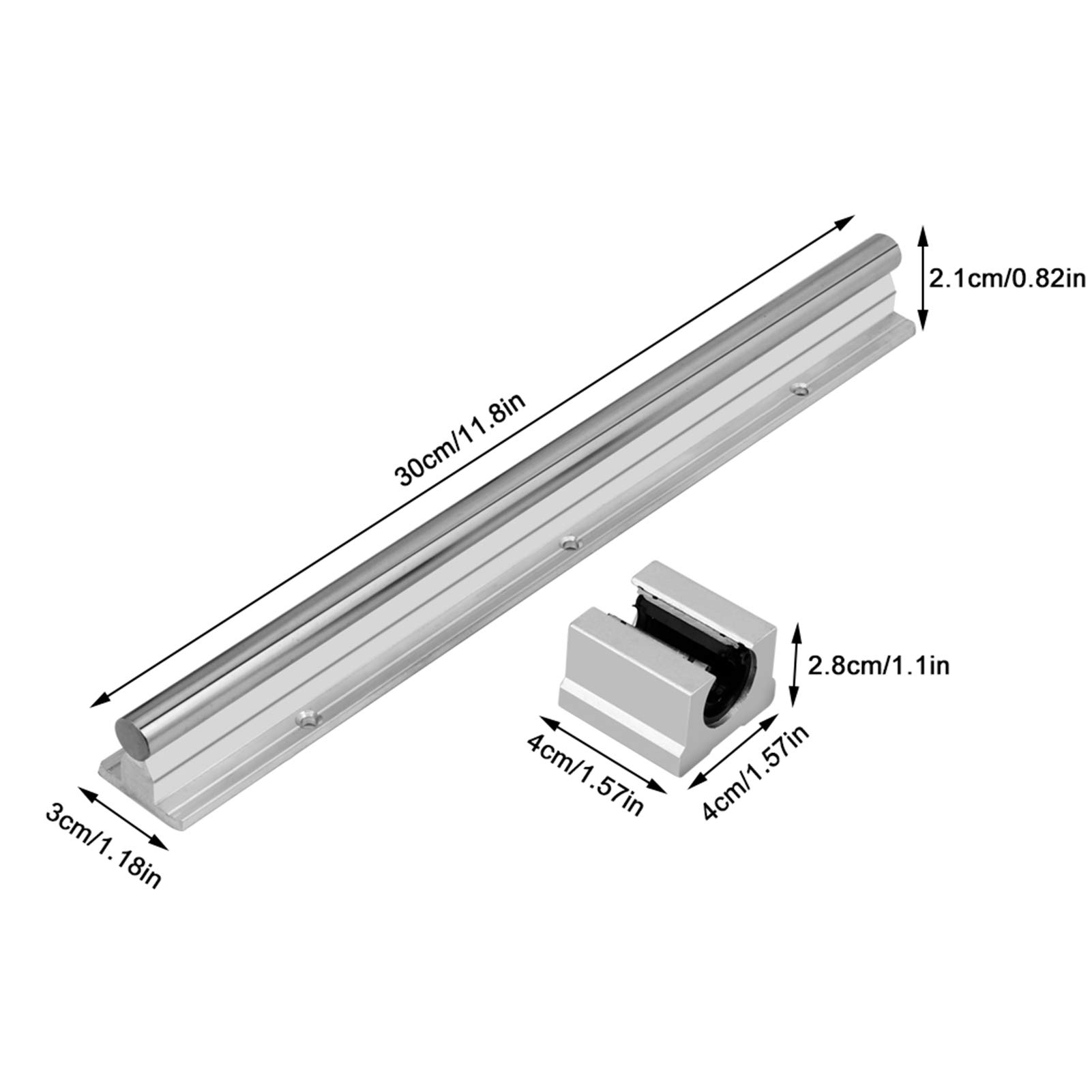 2 Sztuki Sbr 12-300Mm Liniowy Wałek Ślizgowy + 4 Sztuki Sbr12Uu Prowadnica Prowadnicy Ruchu Zestaw Łożysk Blokowych Do Frezarek, Tokarek, Routerów Cnc Do Majsterkowania