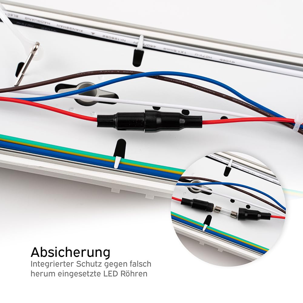 NCC-Licht LED Feuchtraumleuchte Wannenleuchte 120cm IP65 2 x 18W T8 4000K Neutralweiß durchgangsverdrahtet, Deckenlampe für Keller Werkstatt Garage mit Sensor