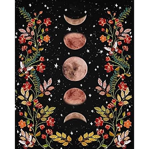TUMOVO Paint by Numbers for Adults Moonlit Garden Painting by Numbers for Adults Moon Phase Surrounded by Vines and Flowers Black Adult Paint by Number Kit Unique Gift for Adults, 16"x20"(Frameless) Cover