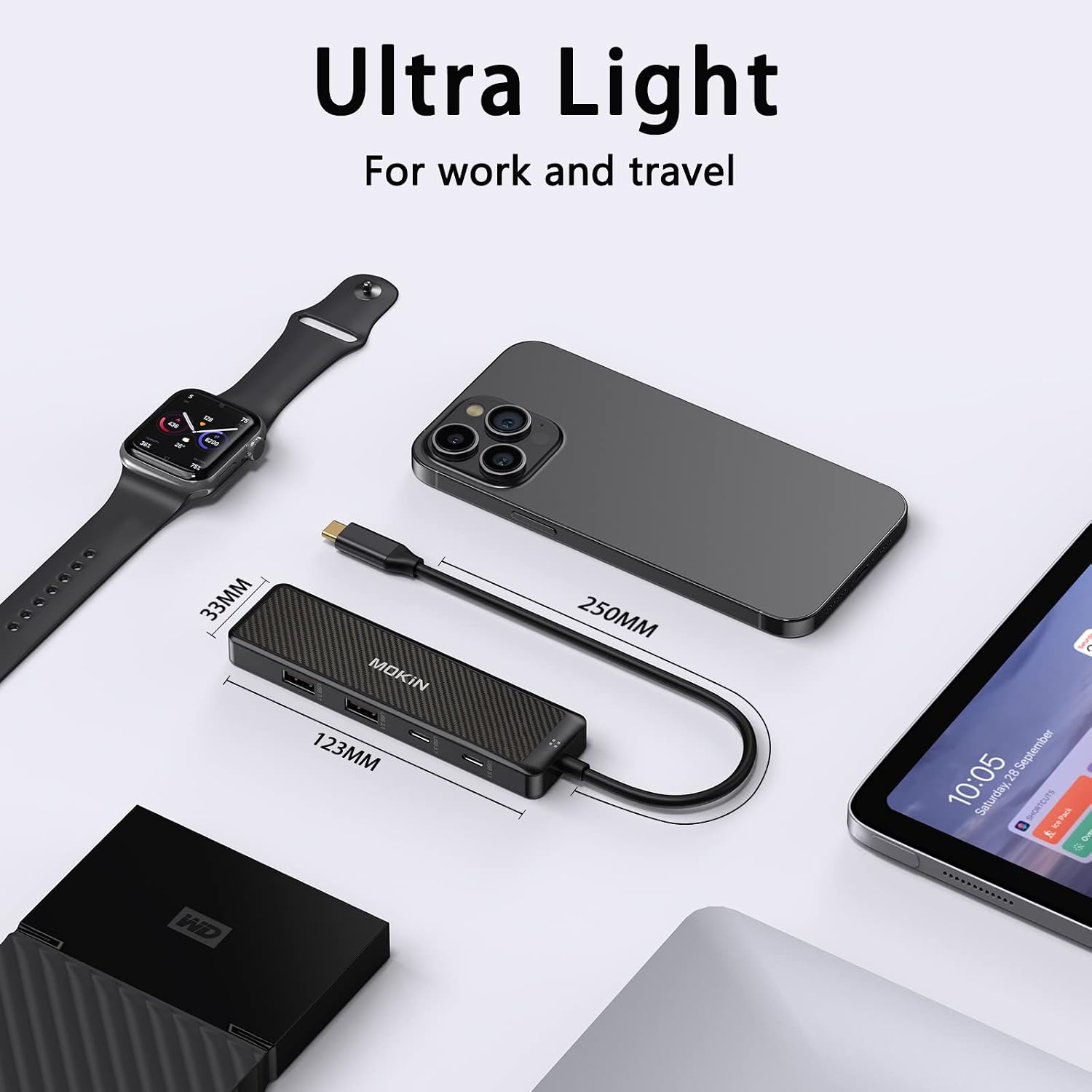 USB C Hub for Laptop,10Gbps 4 Ports with 2* USB-C 3.1 and 2* USB-A 3.1,USB C Splitter USB C Multiport Adapter for MacBook Pro/Air,iPad,Laptop,Dell,HP,Etc(Not Support Charging/Extend Monitor)