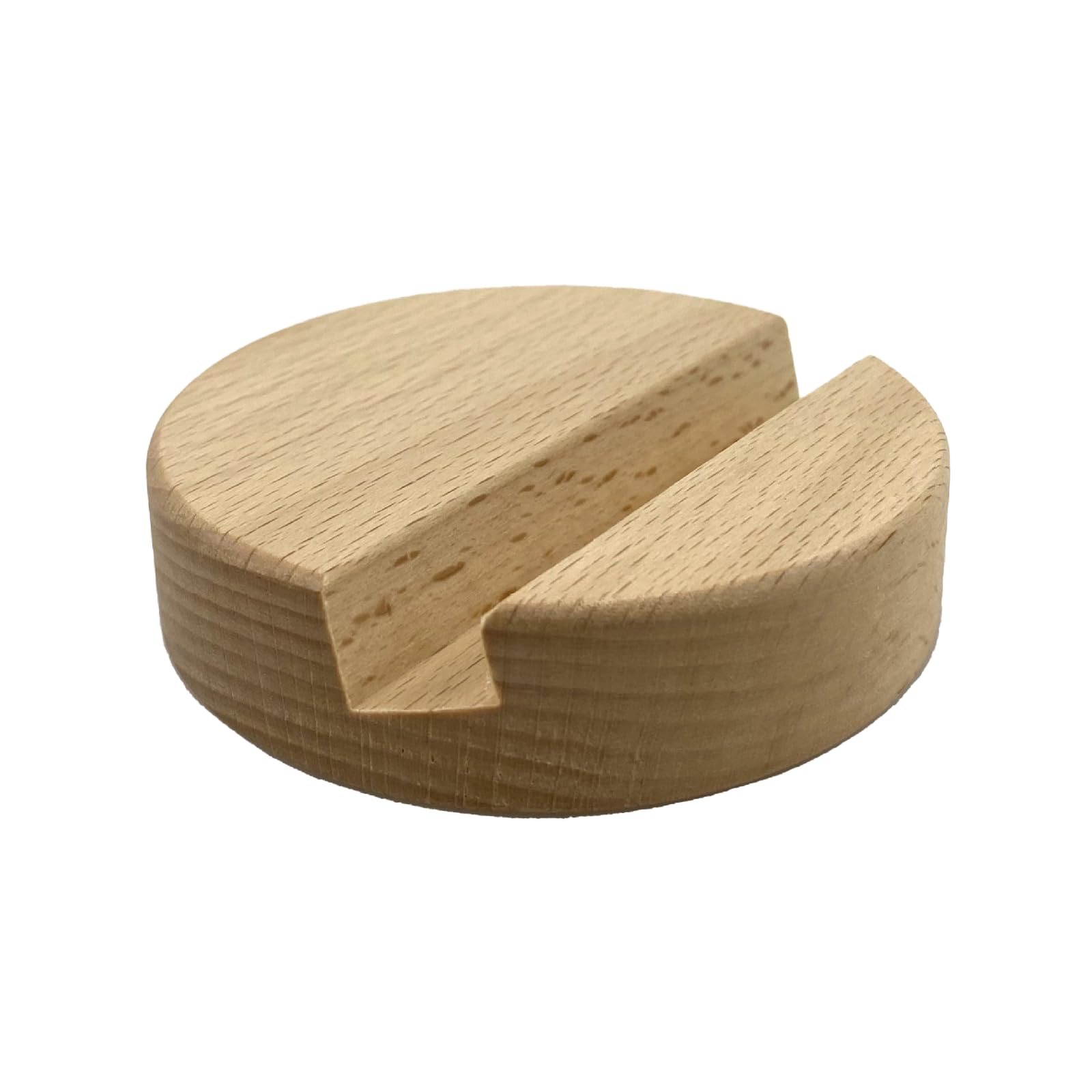 Wood Phone Stand, 2 x 8 x 8 cm, Wooden Phone Holder (Beech Wood, Round Shape, Single Slot)