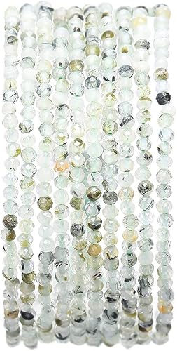 Piedra natural facetada Prehnite redonda suelta semi cuentas de piedras preciosas para la fabricación de joyas 0.079-0.098 in 15.0 in