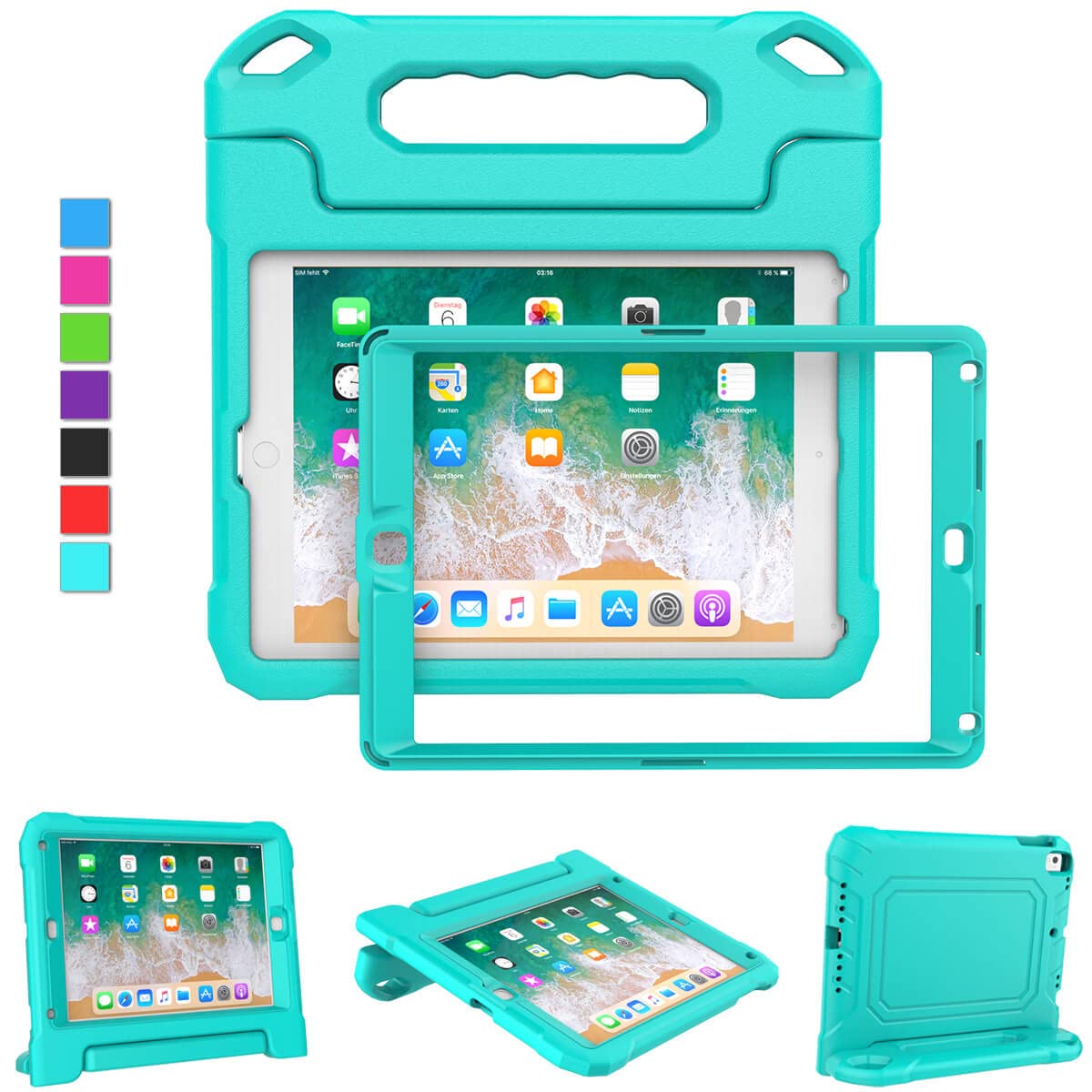 MOXOTEK Kids Case for iPad 5th/6th Generation & iPad Air 1/2 & Pro 9.7, iPad 9.7" Case with Screen Protector, Shockproof Protective Cover for iPad 9.7