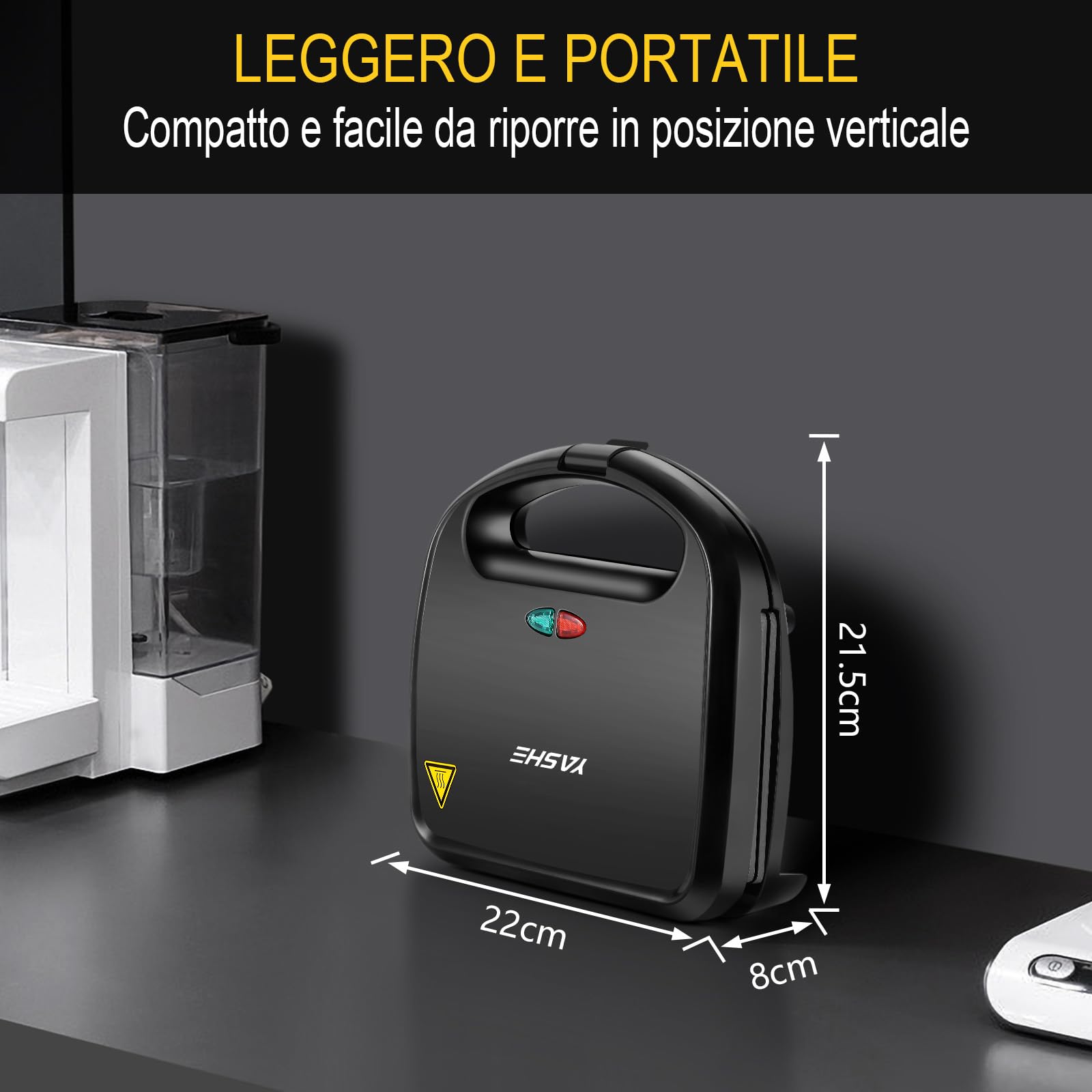 YASHE Macchina per Sandwich Tostapane, Piastre Tostapane Antiaderenti, 750W Sandwich Maker, Automatico Termostato, Indicatori LED, Senza BPA