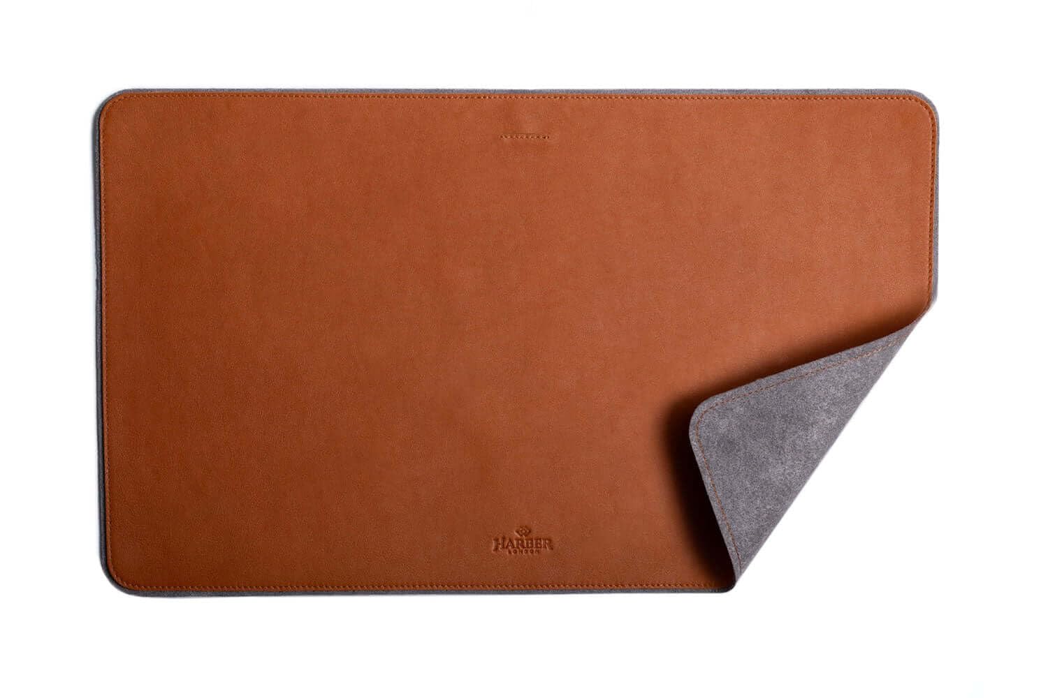 Harber London - Tappetino da scrivania in pelle e feltro | Minimalista | Blu navy | Fatto a mano | Sottomano in feltro "XL" 80 x 45 cm (31,49" x 17,71")