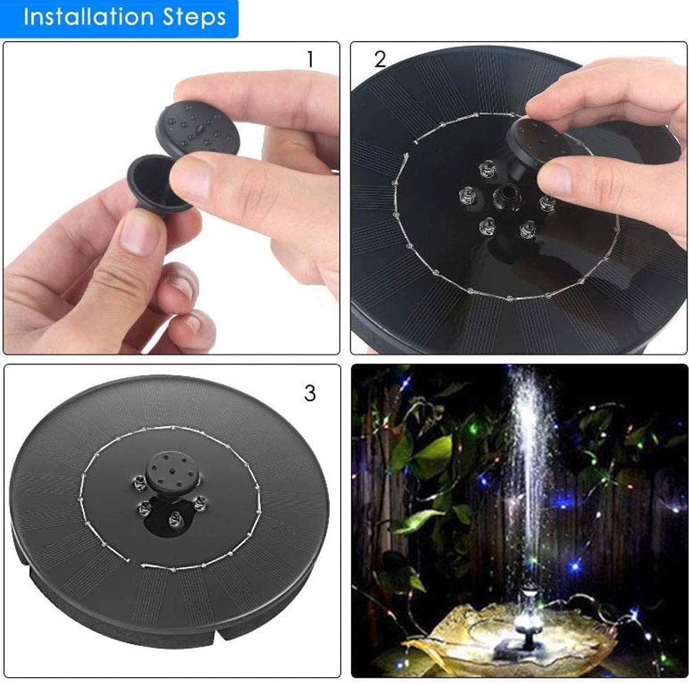 YXSH Pompa Solare per Fontana,Pompa Solare per Laghetto,Fontana Giardino Esterno,Pompa Sommersa Circolare per Laghetto, Bagno per Uccelli, Acquario, Stagno