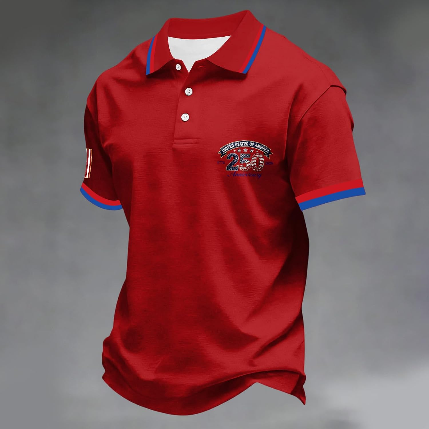 Men's 250 Years Polo Shirts American Flag We The People Polos USA Anniversary 250Th Patriotic Tee, S-3XL