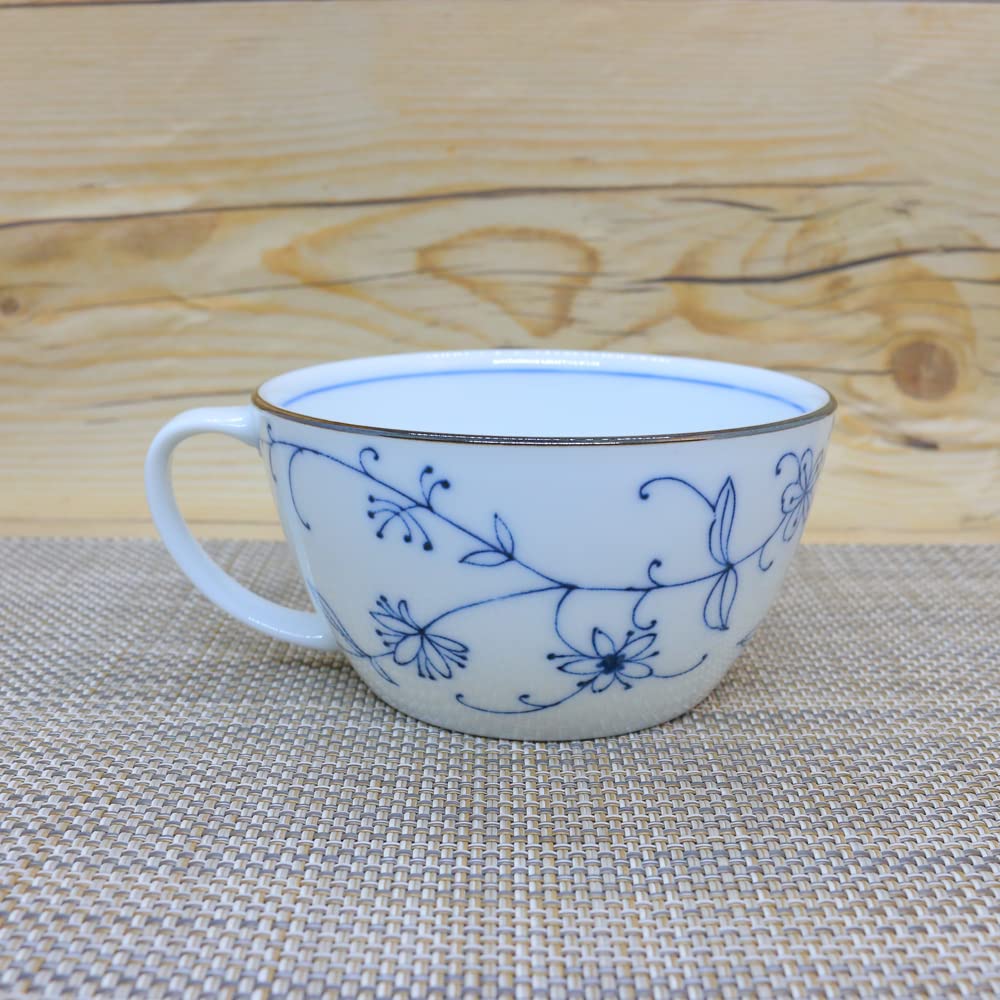 青と白の花柄スープカップ Amazon | スープカップ2個セット 美濃焼 線唐草UKスープカップ 軽量 花