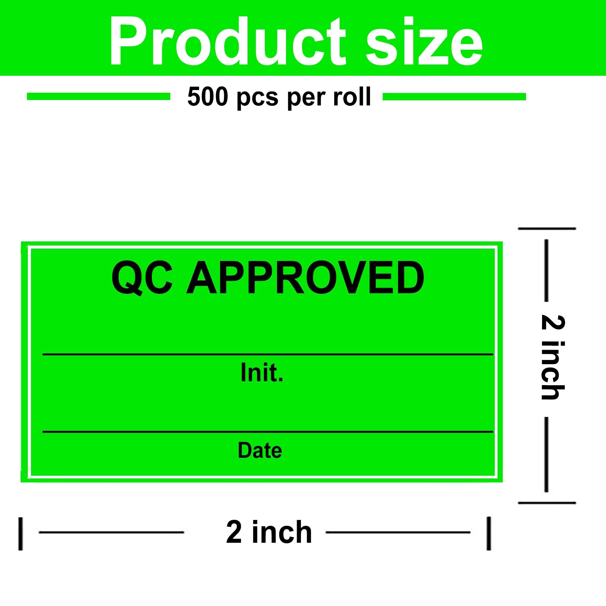 QC Approved Labels 2″ X 1″ Green Quality Control Inventory Stickers 500 Approval Labels Fluorescent Green Labels For Warehouse Quality Control Check Tested Pass Shipping Organization 500 Pcs