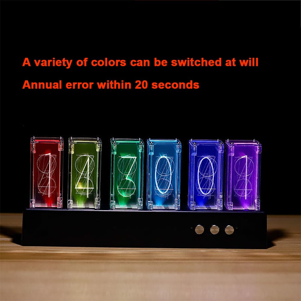 Amazon.co.jp: LED ニキシー管時計、コントロールボタン付き可変色 RGB