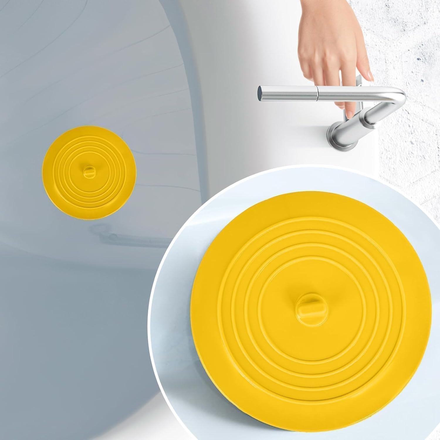 1 Pack 6" Large Silicone Drain Stopper, Universal Flat Suction Shower Bathtub Plug, Bathroom and Laundry Sink Cover, Durable and Waterproof Accessory (White)