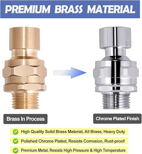 Miniatura 10 de Cabezal de ducha adaptador de bola giratoria de latón, conector de ducha ajustable de latón, extensión de brazo de ducha, componente universal de