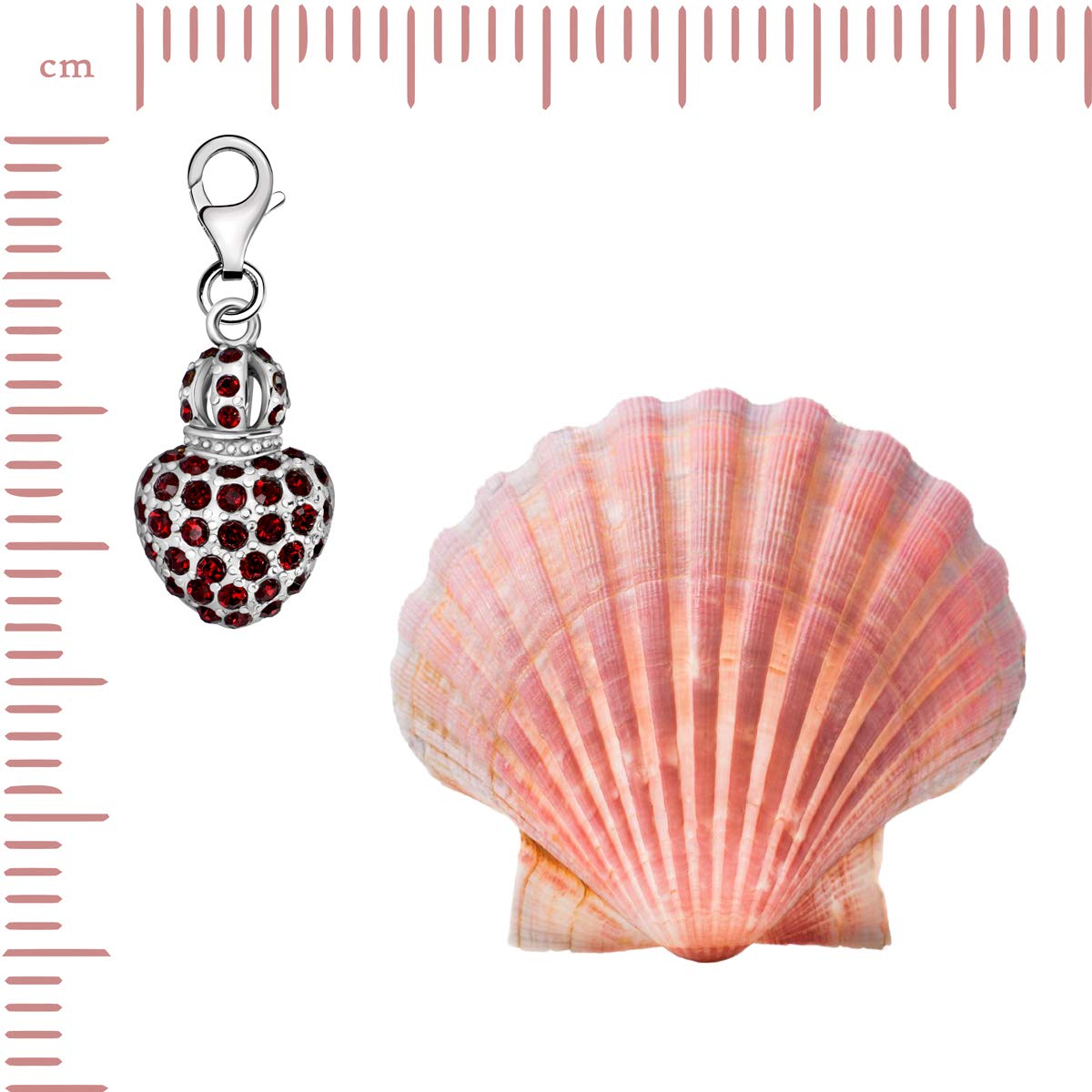 Quiges Charm Pendentif en Argent 925 Coeurs avec Couronne avec Fermoir