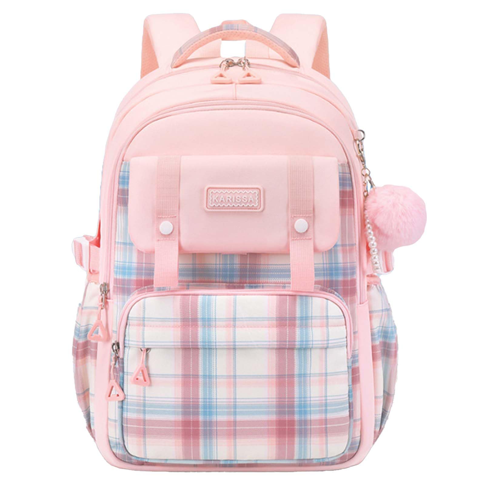 MININAI Cute College Laptop Backpack for Women Large Capacity Preppy Aesthetic Computer Bag Kawaii Pink Daypack with Pendant (Pink)