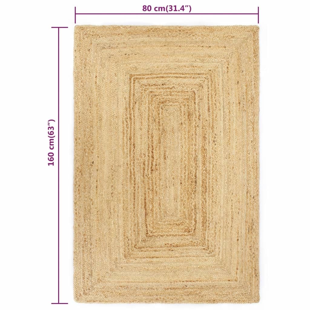 Tapis Jute Naturel Fait Main 80x160 cm