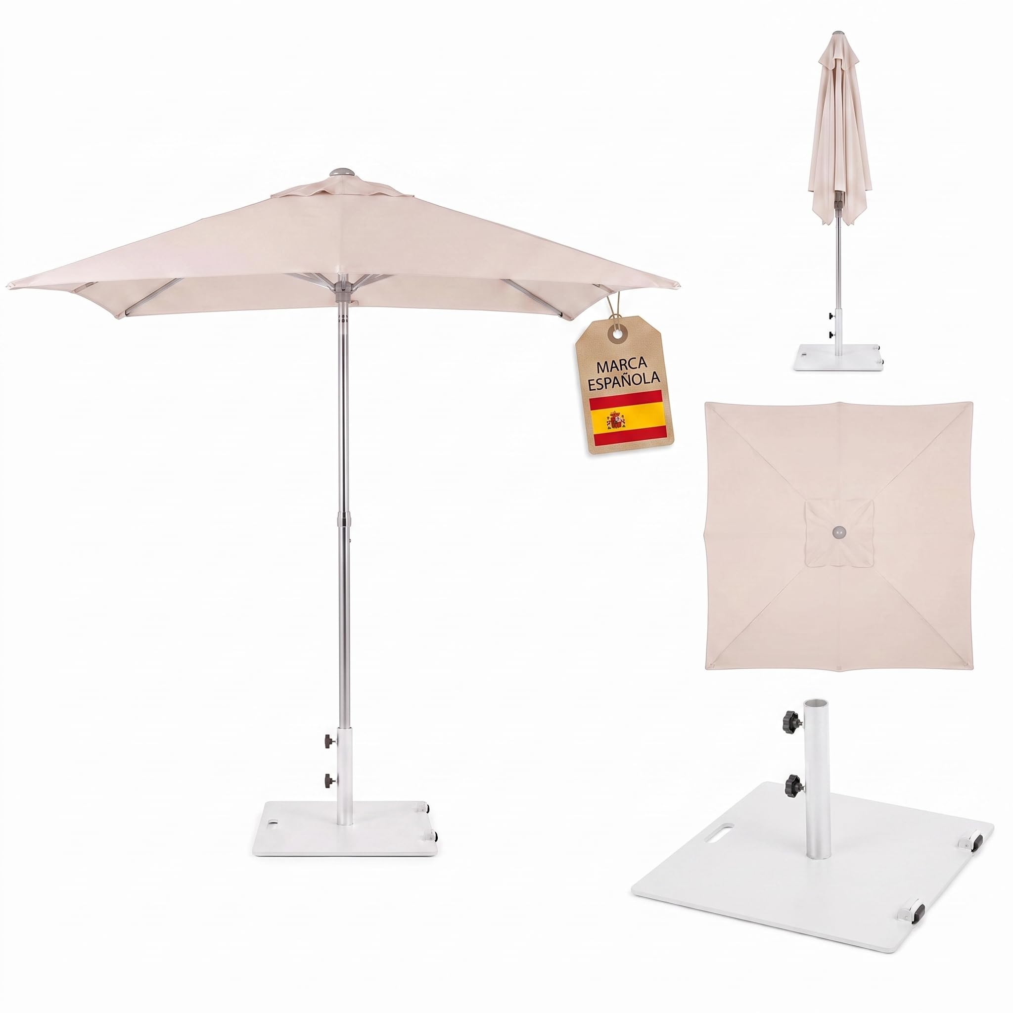 Parasol de Jardín, Sombrilla Cuadrada de Terraza con Protección UV50+ Estilo Minimalista, 2.5x2.5 m Beige