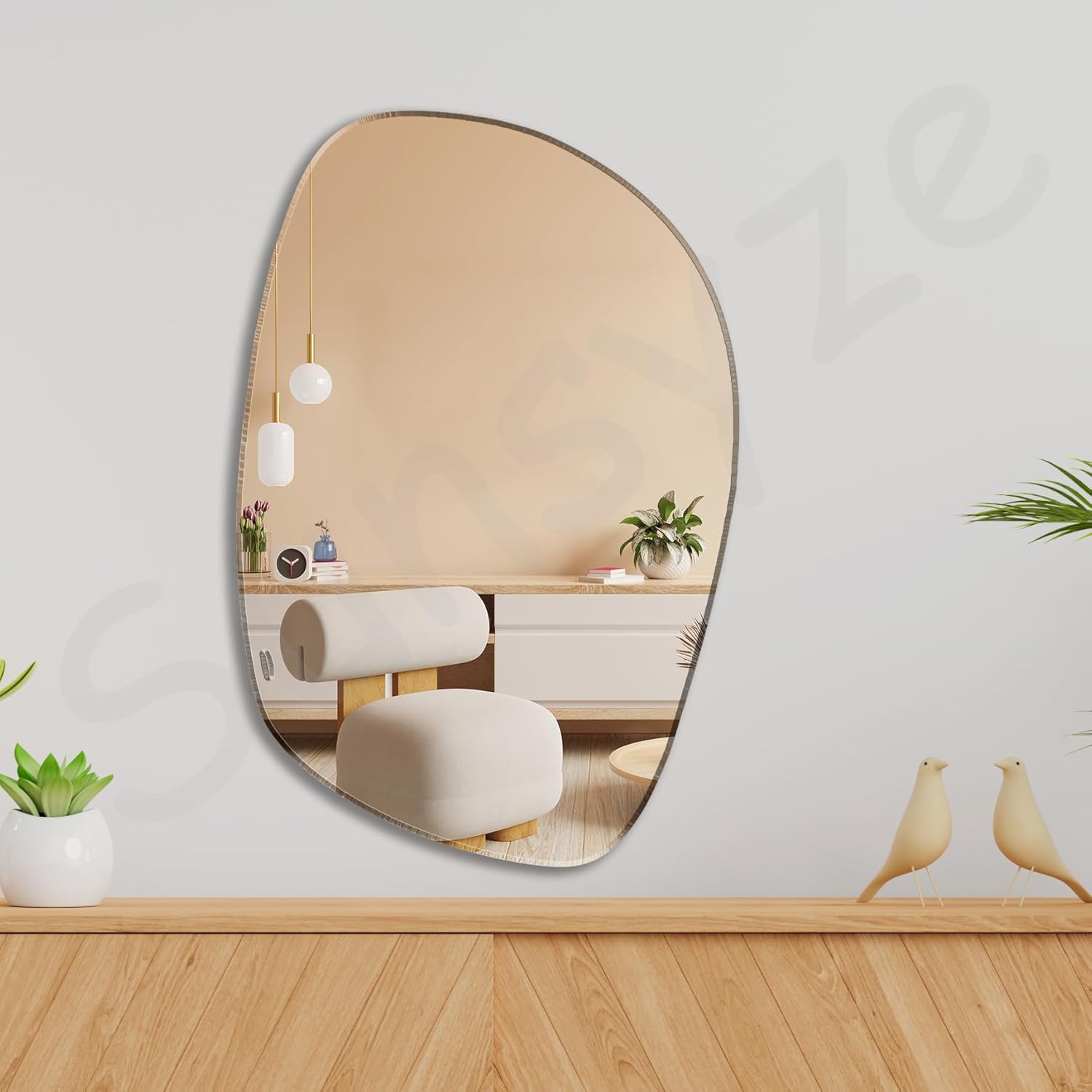 Sunsyze Wall Mount Frameless Mirror (18×24 Inch) | 5MM Glass Decorative Bathroom Mirror, Bedroom, Living Room, Dressing Room Sunsyze Wall Mount Frameless Mirror (18×24 Inch) | 5MM Glass Decorative Bathroom Mirror, Bedroom, Living Room, Dressing Room
