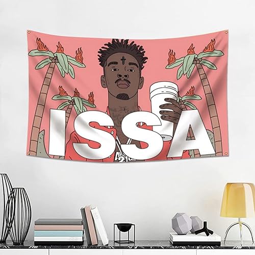 Tapiz de bandera de música salvaje de rapero 21 de 3 x 5 pies, divertido póster de pared de cueva de hombre con 4 ojales de latón para decoración de