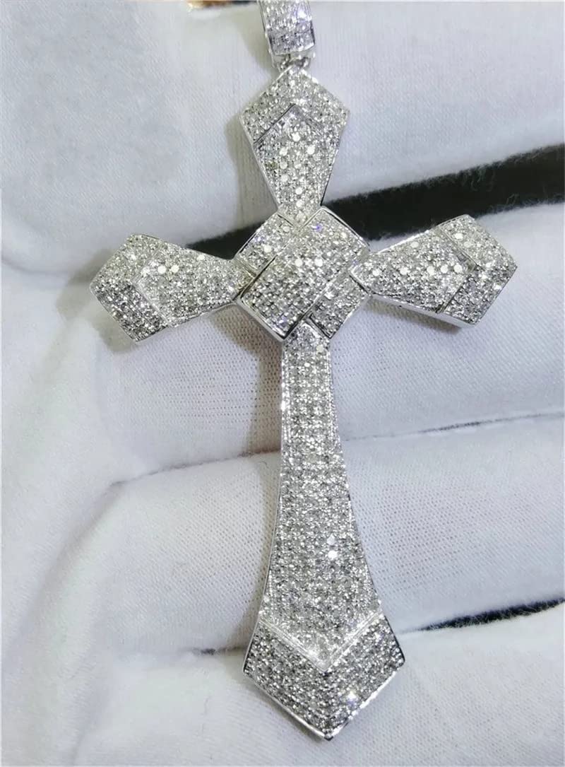 Micro Pave Diamond cz Cross Pendant 925 Sterling Silver Wedding Pendants Collar para Mujeres Hombres moissanite Joyería