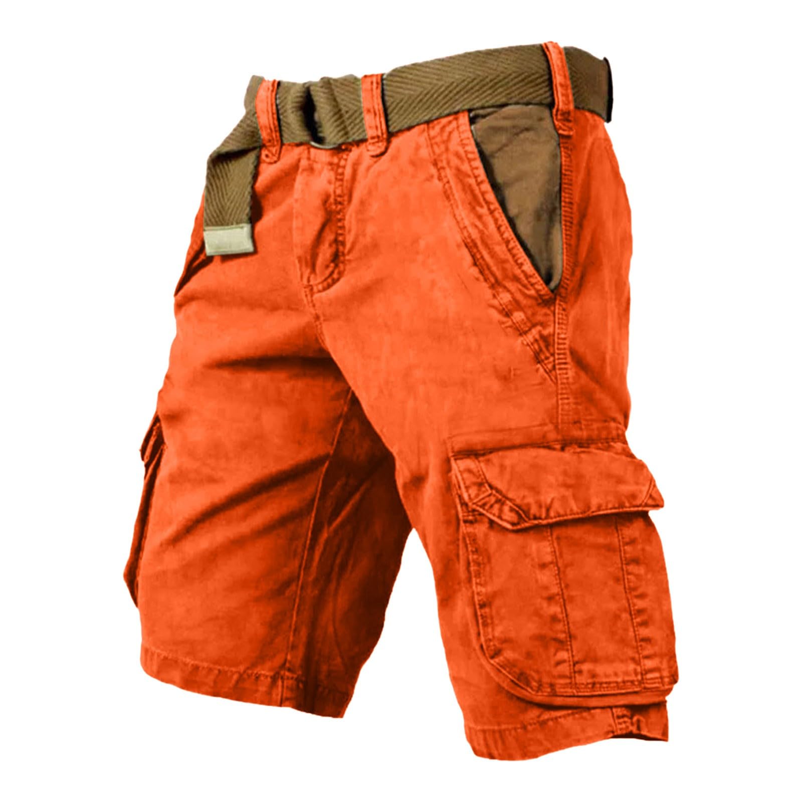 Generisch Short cargo pour homme - Pantalon de travail basique léger - Coupe ajustée - Pantalon cargo d'été décontracté - Pantalon de loisirs - Pantalon cargo classique en tissu avec poches - Couleur