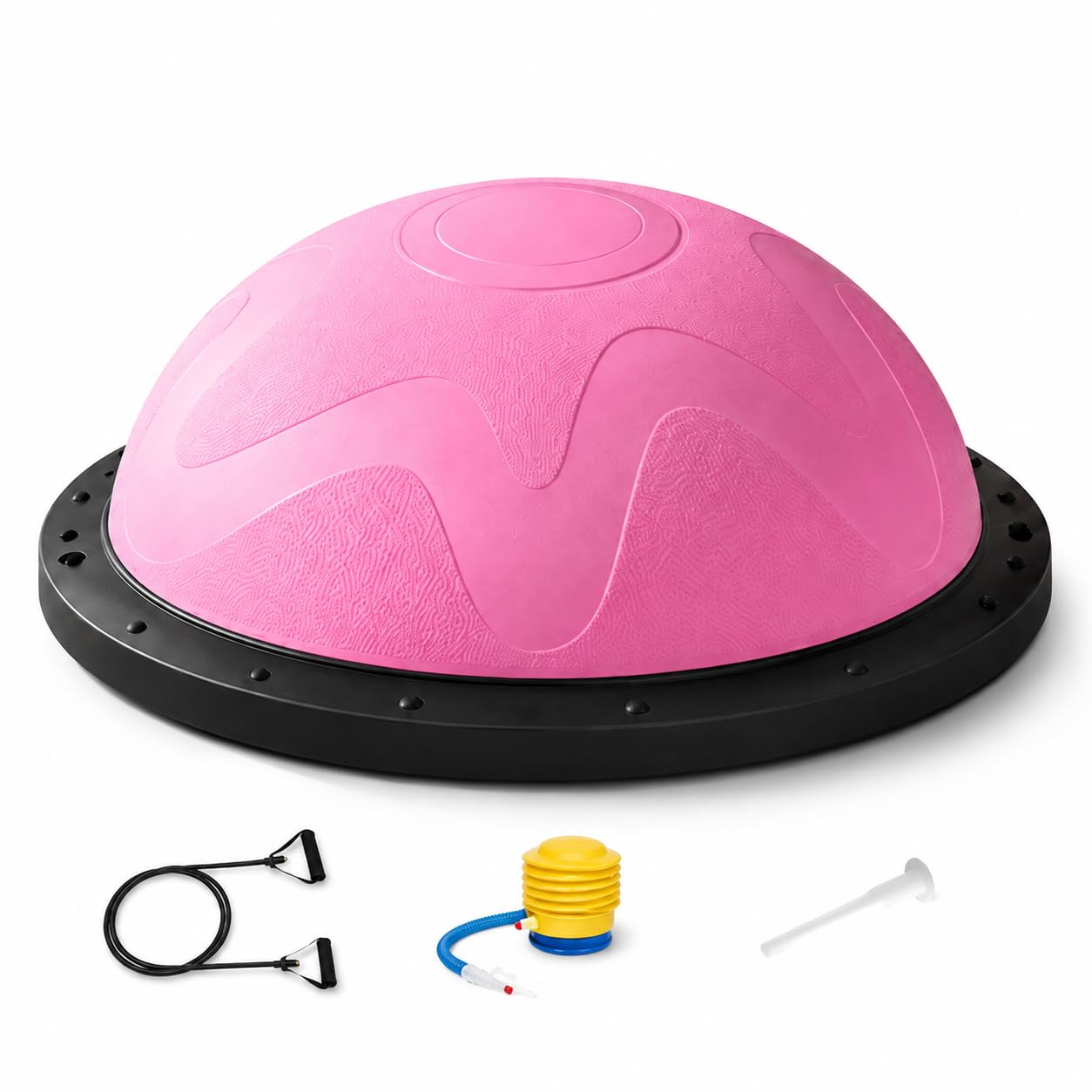 Balance Semisfera Equilibrio con Elastici - Mezza Palla Fitness per Allenamento e Postura - per fitness, Rosa