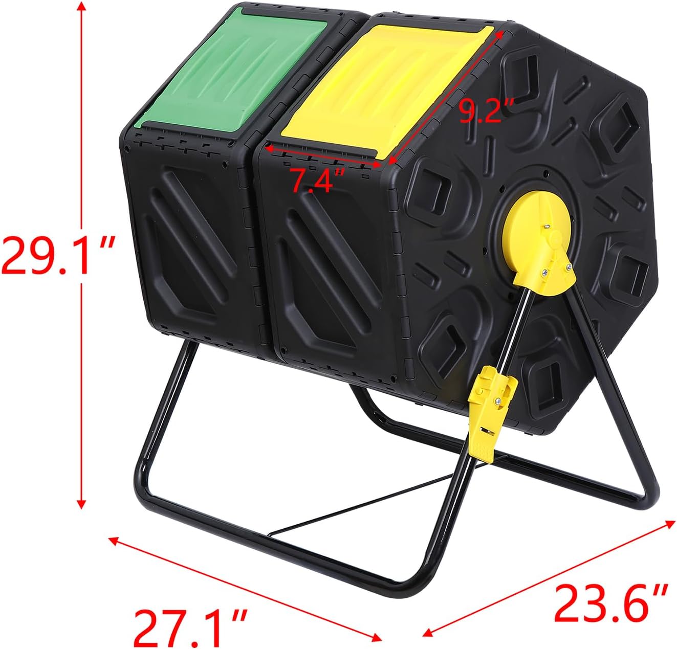 Compost Tumbler 37 Gallon Large Composter Bin Dual Chambers Rotating w/2 Sliding Doors