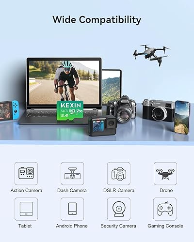 Miniatura 26 de KEXIN Tarjeta Micro SD de 64 GB, paquete de 5 tarjetas de memoria microSDXC clase 10, tarjeta micro SD de alta velocidad hasta 85 MB/s, C10, U3