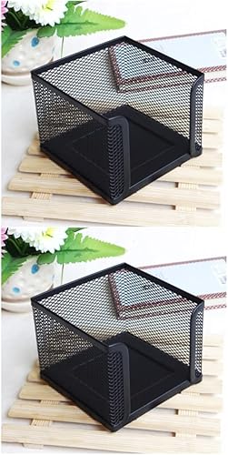 Miniatura 8 de Operitacx 2 piezas de soporte de papel de malla metálica cuadrado accesorio de escritorio para oficina en casa organizador de alambre negro para