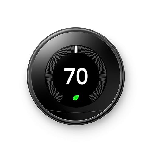 Google Nest Learning Thermostat (3rd Gen) – Smart Wi-Fi Thermostat Display & Mounting Plate Only, Energy-Saving, Compatible with Alexa & Google Assistant, Black