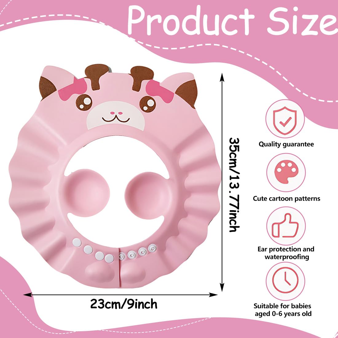 1 Pièce Bonnet de Douche pour Bébé – Casquette de Protection Solaire Ajustable pour Enfants et Bonnet de Bain, Adapté à Protéger Yeux, Oreilles et Visage au Lavage des Cheveux (Rose)