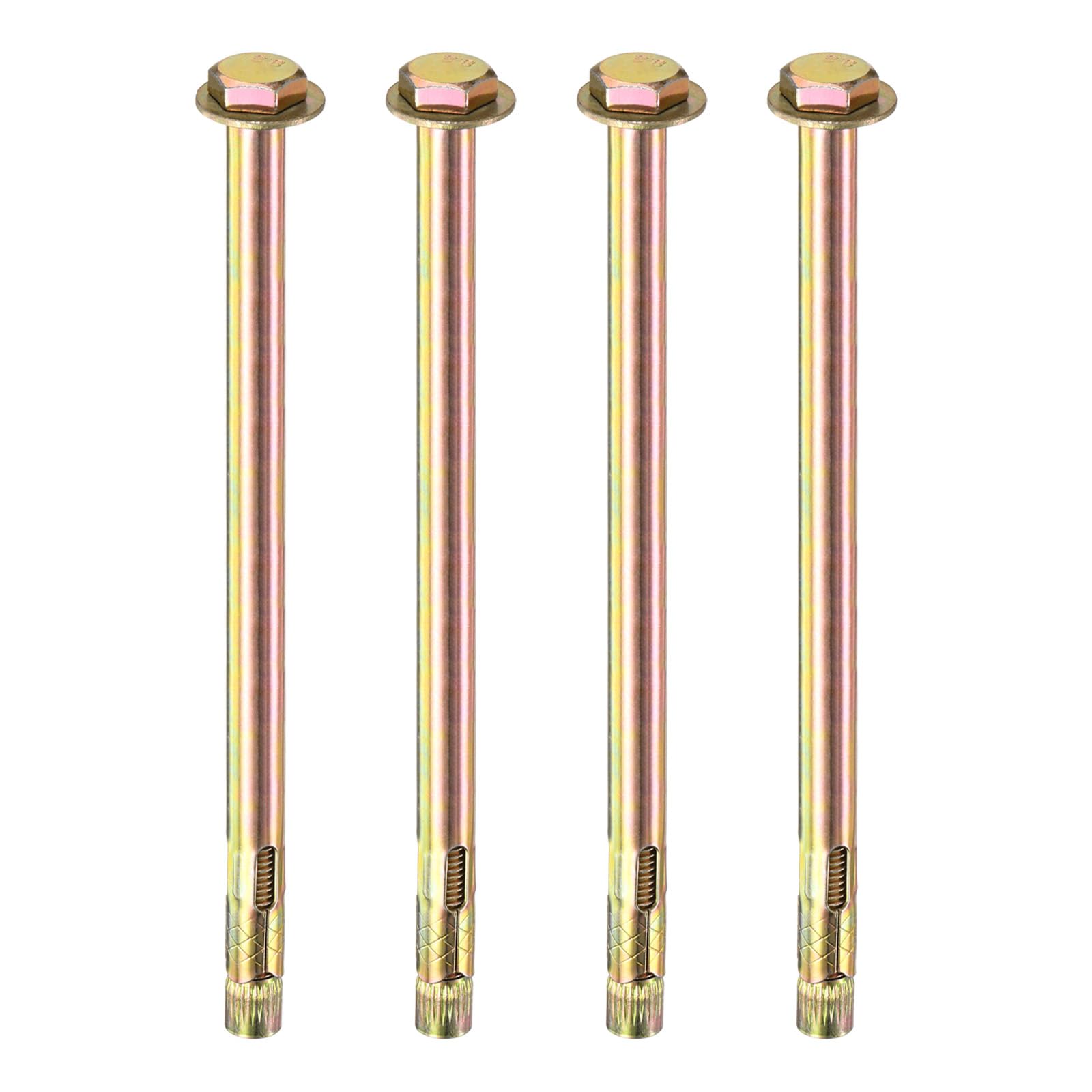 M METERXITY 4-Pack Hex Expansion Bolt, M10x200mm Colored Galvanized Iron-Carbon Steel External Hex Expansion Bolts, Anti-Corrosion Metal Bolt for Concrete/Dry Brick/Block Walls