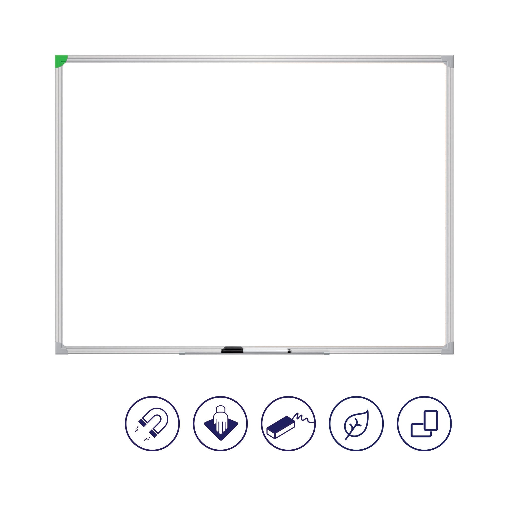 FRANKEN Whiteboard, Schreibtafel U-Act!Line®, lackiert, magnetisch, beschreibbar, trocken abwischbar, mit Aluminiumrahmen, Magnettafel zur Wandbefestigung, Weiß, 80 x 60 cm, SC916080