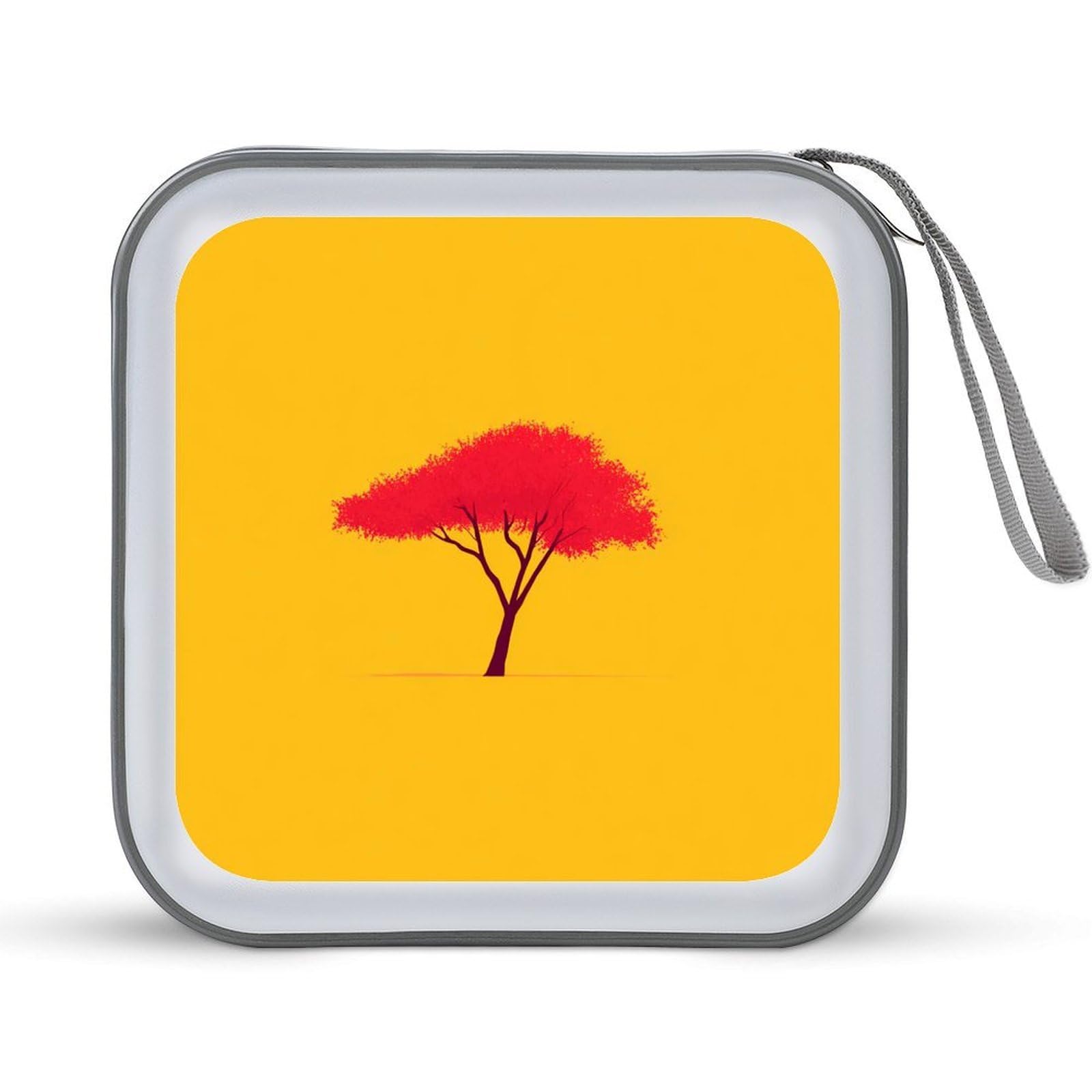 Jubonexis Minimal Red Tree on Yellow CD Case DVD Storage Case Portable for Car Home Travel